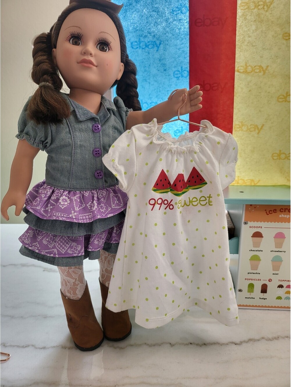 18” Doll PJ Dress Clothing Fits/w OG Battat American Girl Clean Dress Only A22
